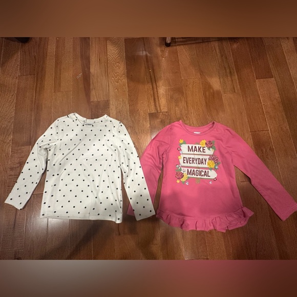 Old Navy White And Pink Long Sleeve Tees